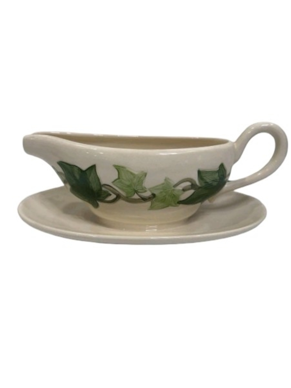 Fransican Ivy Leaf Ceramic Vintage 1950's Gravy Boat with Underplate